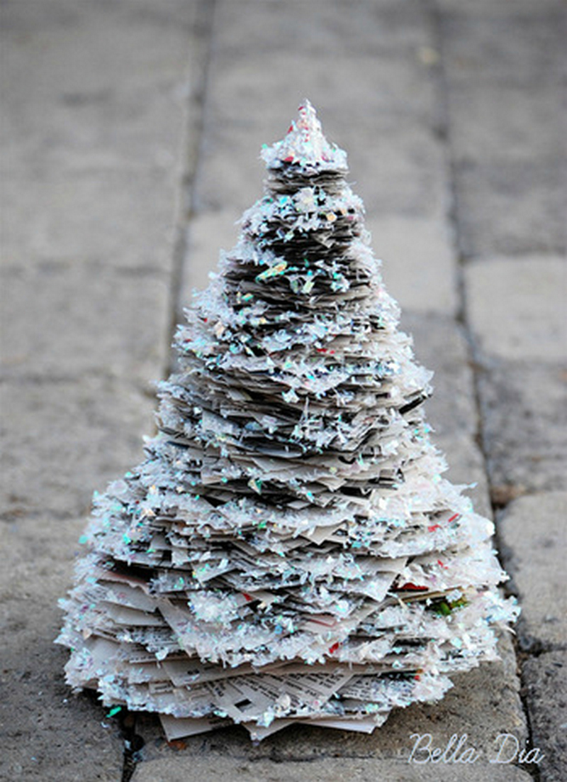 Glittery Newspaper Tree