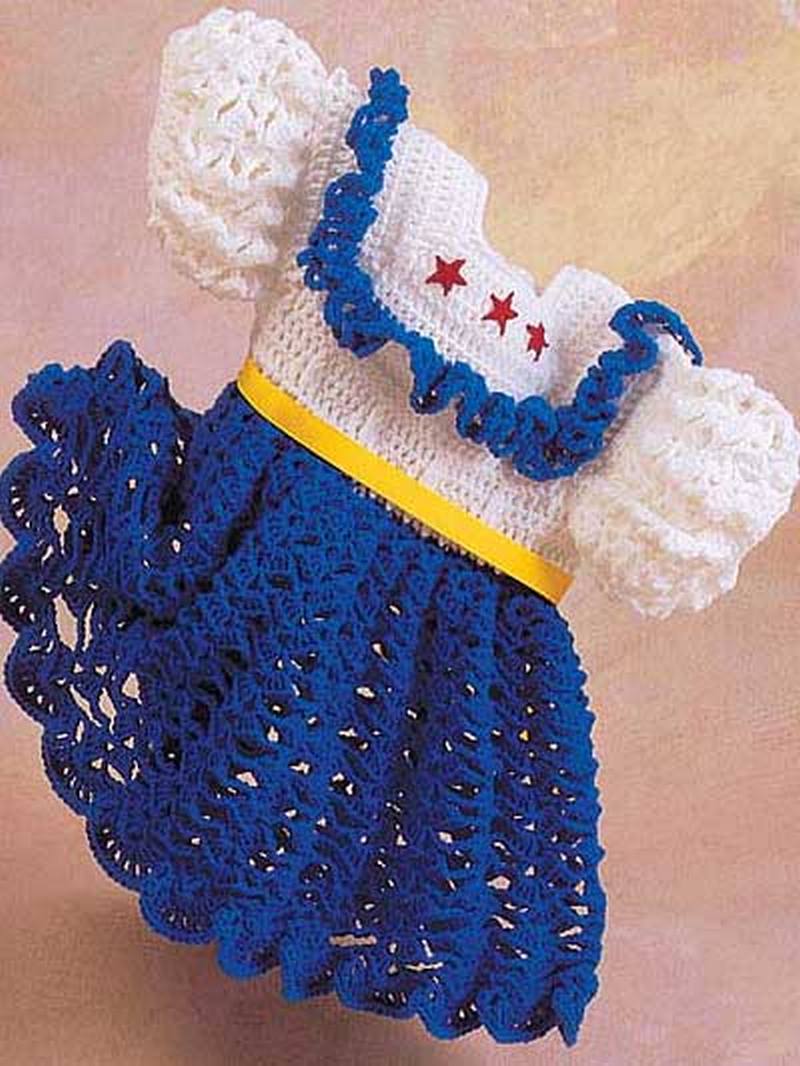 White and Blue Crochet Frock