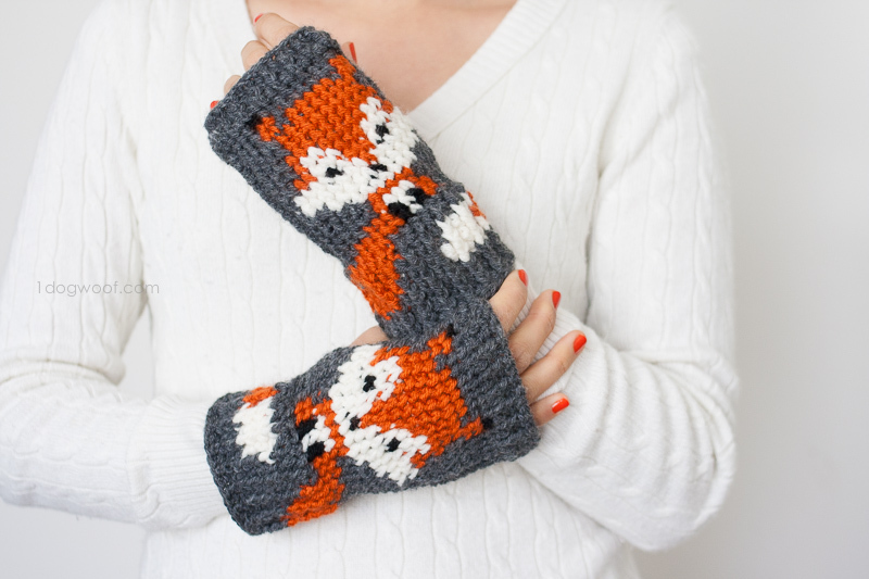 11 Fox Fingerless Gloves Crochet Pattern
