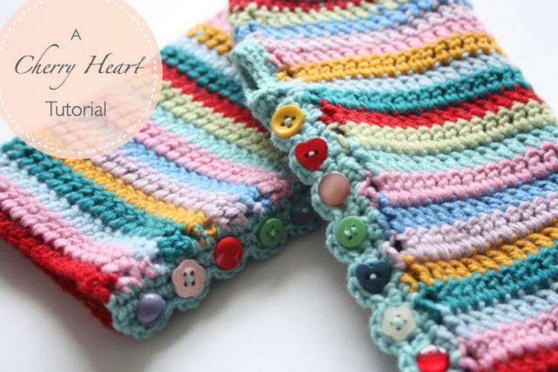 16 Stripy Mitts Free Tutorial