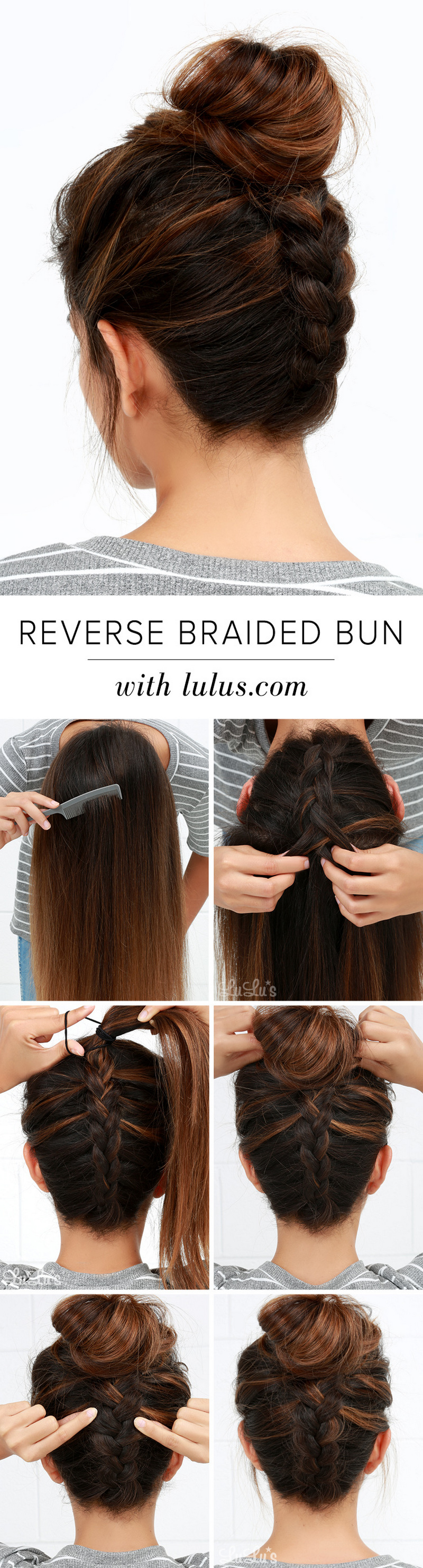 24 Reverse Braided Bun Hair