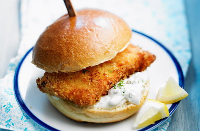 Fried Fish and Tartare Sauce Burger Recipe