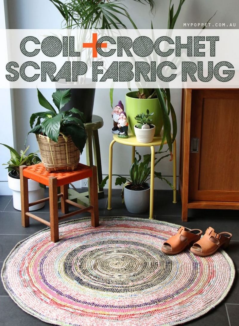 33 Coil + Crochet Scrap Fabric Rug DIY